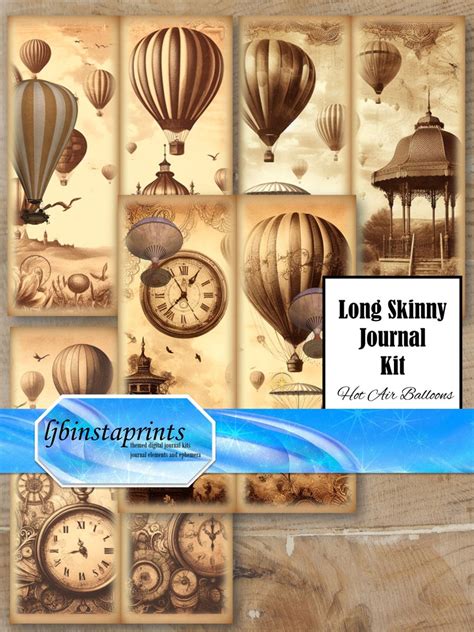 Hot Air Balloons Skinny Journal Kit Skinny Journal Kit Tall Journal Kit Writing Journal Kit