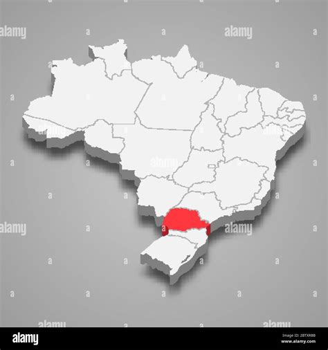 Ubicación Del Estado De Paraná Dentro Del Mapa 3d De Brasil Imagen