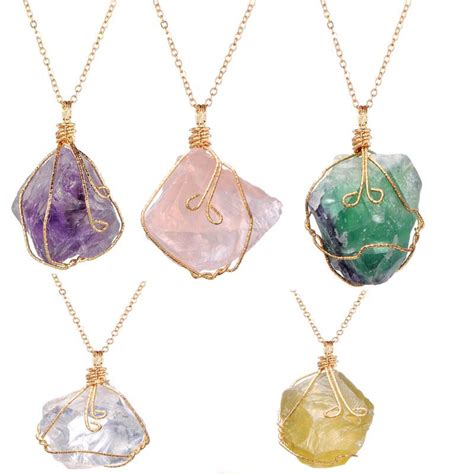 Wholesale Natural Crystal Quartz Stone Necklace Gemstone Pendant Women