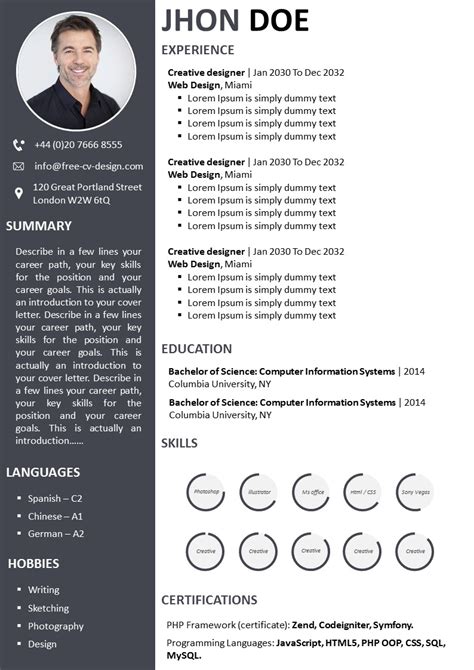 Download Free Two Column Resume Ready To Be Edited Resume Word