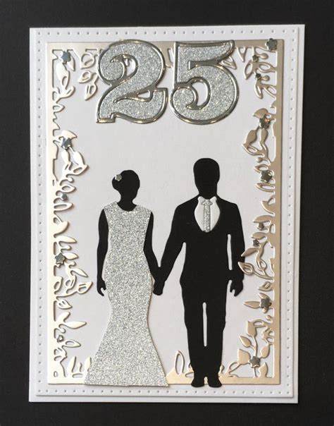 A Card With A Silhouette Of A Man And Woman Holding Hands The Number