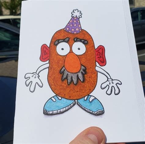 Mr Potato Head Happy Birthday Card 5x7 Folded Greeting Etsy