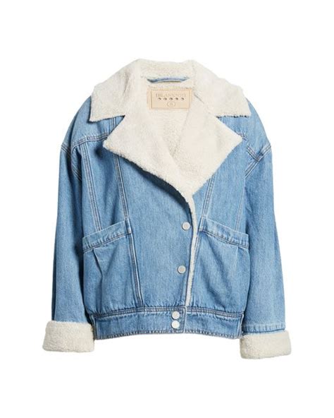 Blank Nyc Oversize Faux Shearling Denim Jacket In Blue Lyst