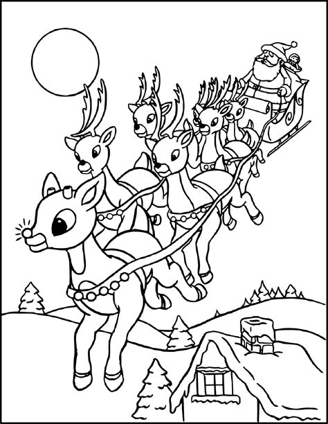 Printable Santa Claus And Reindeer Coloring Pages