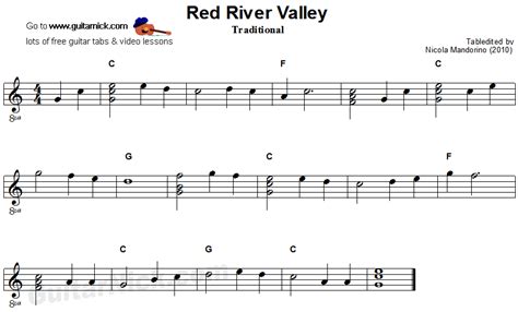 Red River Valley Easy Guitar Tab