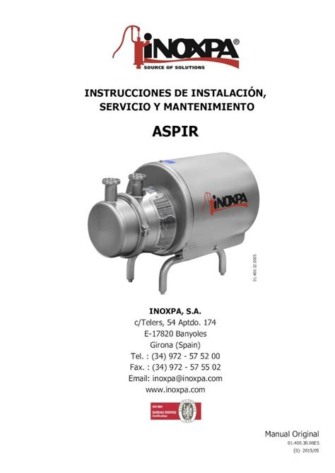 PDF instrucciones de instalación servicio y mantenimiento aspir