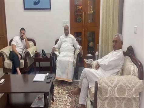 Nitish Kumar Meets Kharge Rahul Gandhi Amid Talks For Opposition Unity