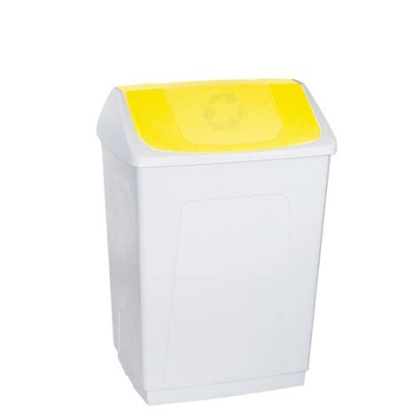 Cubo De Basura Con Tapa Basculante Denox Papelera Litros Amarillo