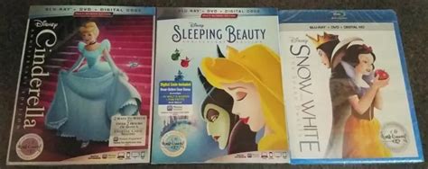 NEW WALT DISNEY Blu Ray LOT Cinderella Sleeping Beauty Snow White W