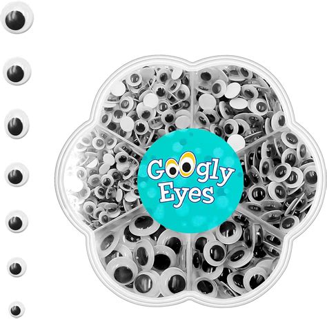 500pcs Self Adhesive Black White Wiggle Googly Eyes 5mm 12mm For Diy