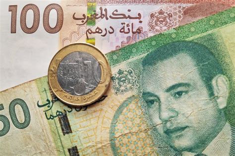 Moroccan Dirham Coin On Top Of A Banknote Of And Stock Image