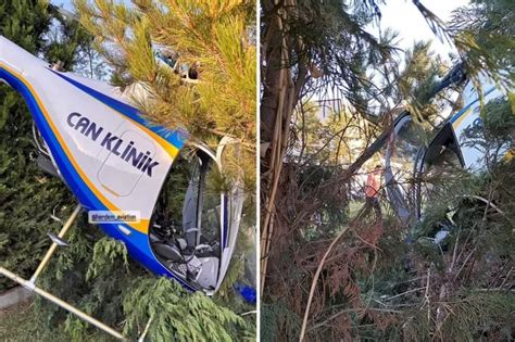 Afyonkarahisar da helikopter otel bahçesine düştü Baba ile oğulun