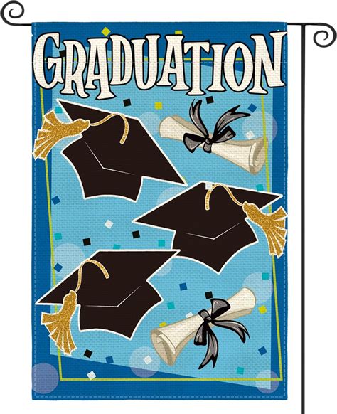 Congrats Graduation Garden Flag 12x28 Inch Double Sided Outside