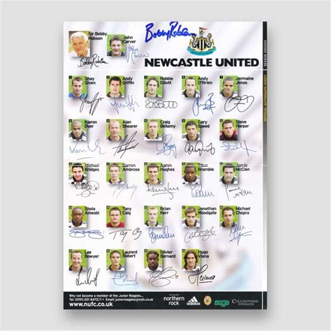 Bobby Robson Signed Newcastle United A4 Autograph Sheet Mfm Sports