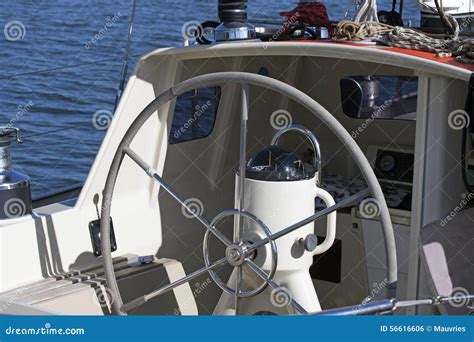 Look At The Steering Wheel Of A Sailboat Stock Photo Image Of