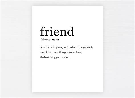 Friend Definition Print Friendship Printable Quote Friend Etsy