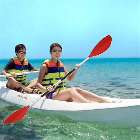 Detachable Asymmetrical Aluminum Kayak Paddle Float Afloat Oar Red