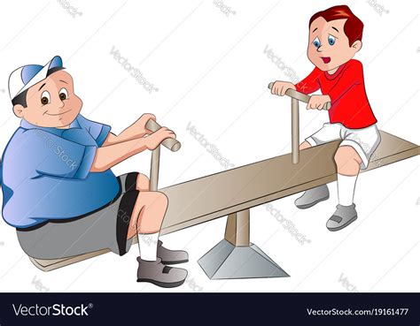 Two Boys Playing On A Seesaw Royalty Free Vector Image