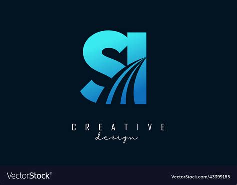 Creative blue letters si s i logo with leading Vector Image