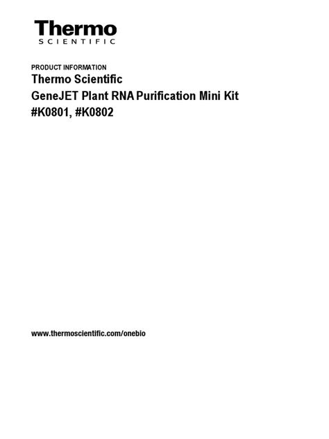 Thermo Scientific Genejet Plant Rna Purification Mini Kit K0801