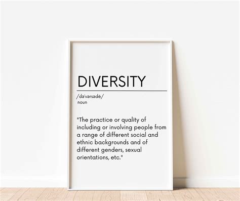 Minimalist Office Decor Set Of 4 Diversity Definition Equity Inclusion Poster Typography