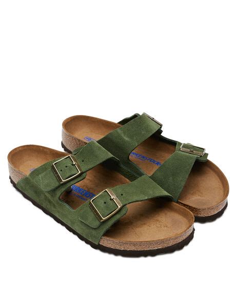 Birkenstock Mens Regular Suede Arizona Sfb Sandal Green Surfstitch