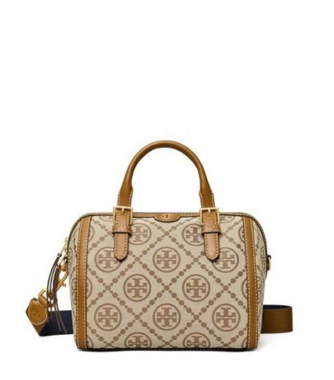 Tory Burch T Monogram Jacquard Barrel Shoulder Bag Hazelnut Bb Asia Store