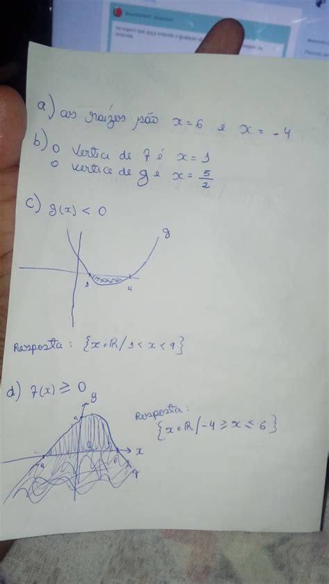 No Gráfico A Seguir Tem Sê Os Gráficos Das Funções Quadráticas F E G