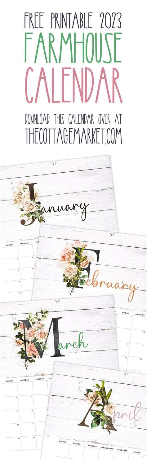 Free Printable 2023 Farmhouse Calendar - The Cottage Market