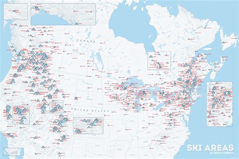 north america ski resorts map poster maps