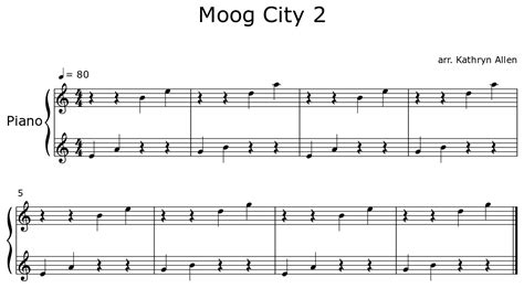 Moog City 2 - Sheet music for Piano