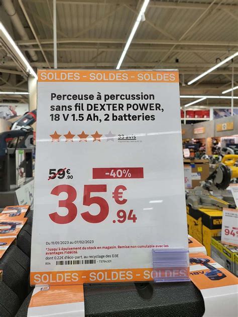 Perceuse à percussion sans fil Dexter 18v 2 batteries en ligne et en