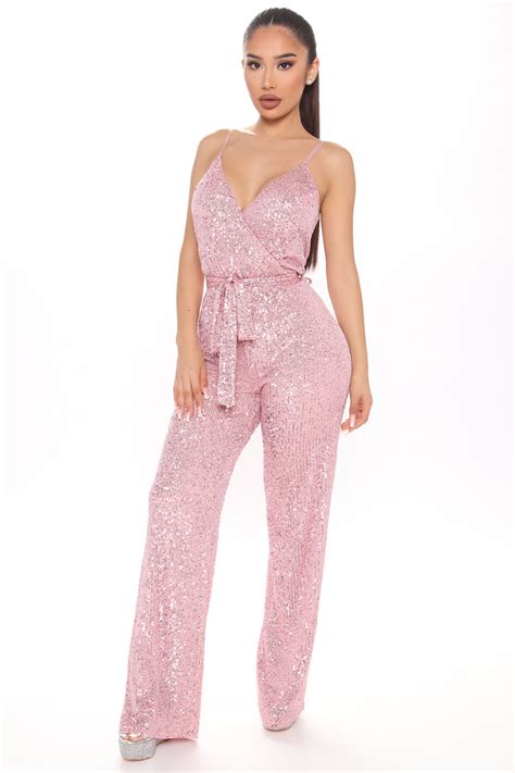 Cant Hide The Shine Sequin Jumpsuit Pink Fashion Nova Jumpsuits