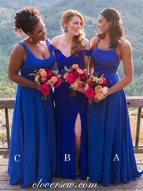 Mismatched Blue Bridesmaid Dresses