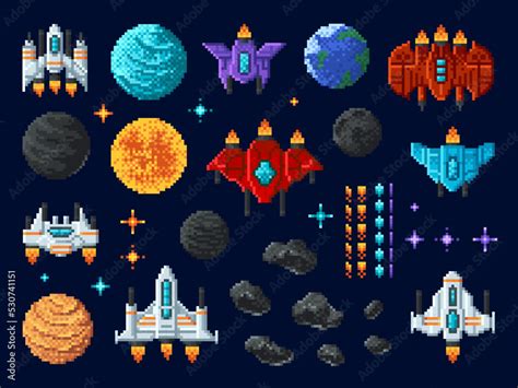 Arcade Shooter 8 Bit Pixel Art Game Space Invaders Alien Ufo Rockets