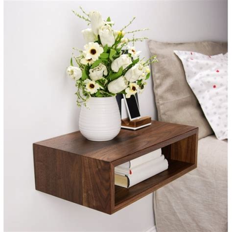 Mellium Floating Bedside Shelf Wooden Dark Brown Paktameer