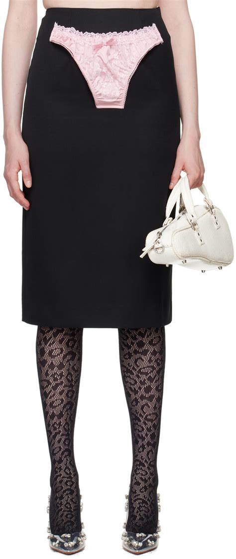 Black Panty Midi Skirt By VAQUERA On Sale