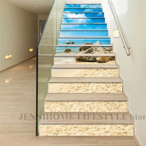 Pcs Pcs Set Landscape Waterfall Stair Floor Stickers Waterproof