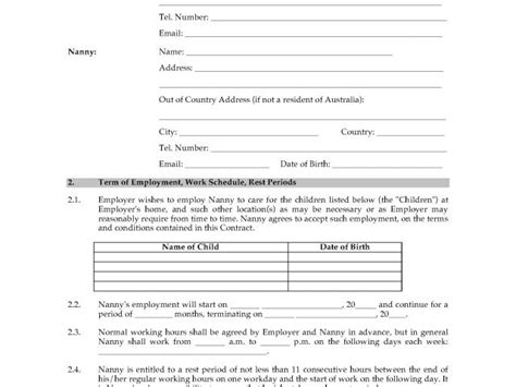 Contract Of Employment Template Australia Australia Nanny Employment Contract Legal Forms And