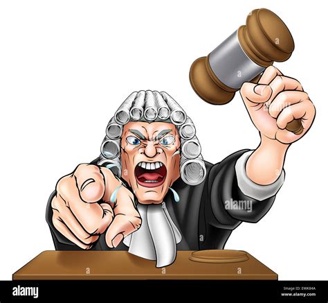 An Illustration Of An Angry Judge Cartoon Character Shouting And