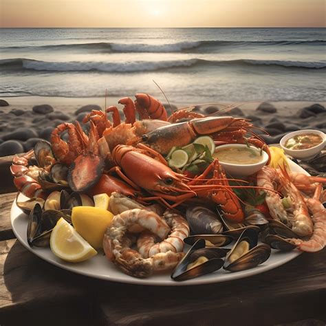 Premium Photo Seafood Platter With Shrimps Mussels Shrimps And