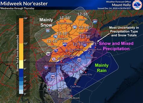 N J Weather Winter Storm Snowfall Projections Increase For Part Of