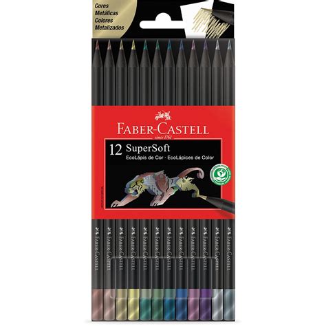 Lápis de Cor 12 Cores SuperSoft Metálicas Faber Castell ET 12 UN