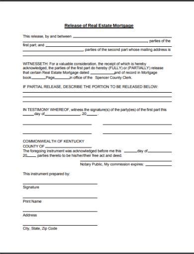 Free 5 Real Estate Lien Release Forms In Pdf