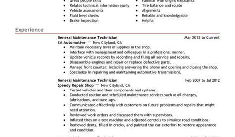 Maintenance Resume Sample General Maintenance Technician Resume