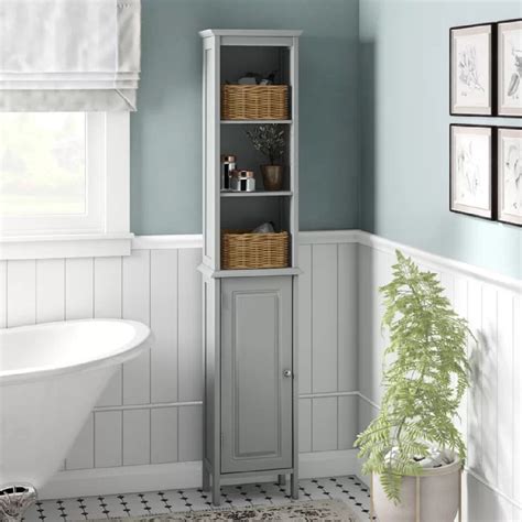 Kyrie 1 Door Tallboy Bathroom Cabinet Grey Tallboys Direct Tallboys Direct