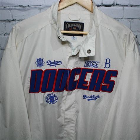Vtg Brooklyn Dodgers White Windbreaker 1955 Jacket Depop