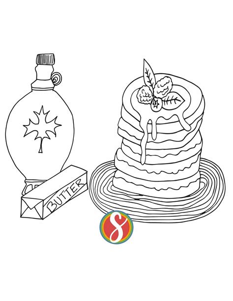 Free Pancakes Coloring Pages — Stevie Doodles