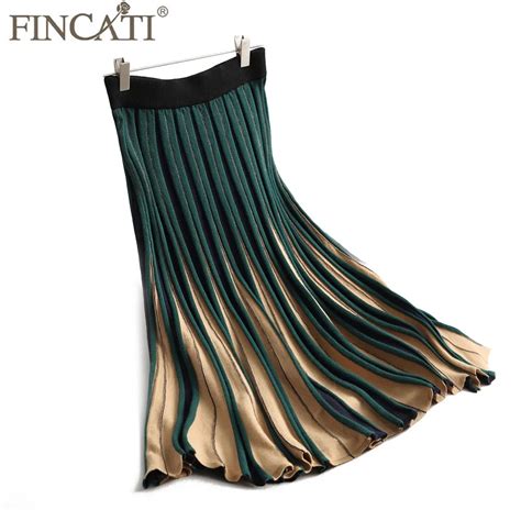 Skirt Women Autumn Winter New Fashion Cashmere Blending Contrast Color Patchwork Golden Line