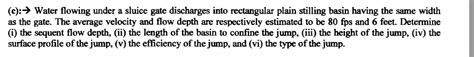 Solved C Water Flowing Under A Sluice Gate Discharges Chegg
